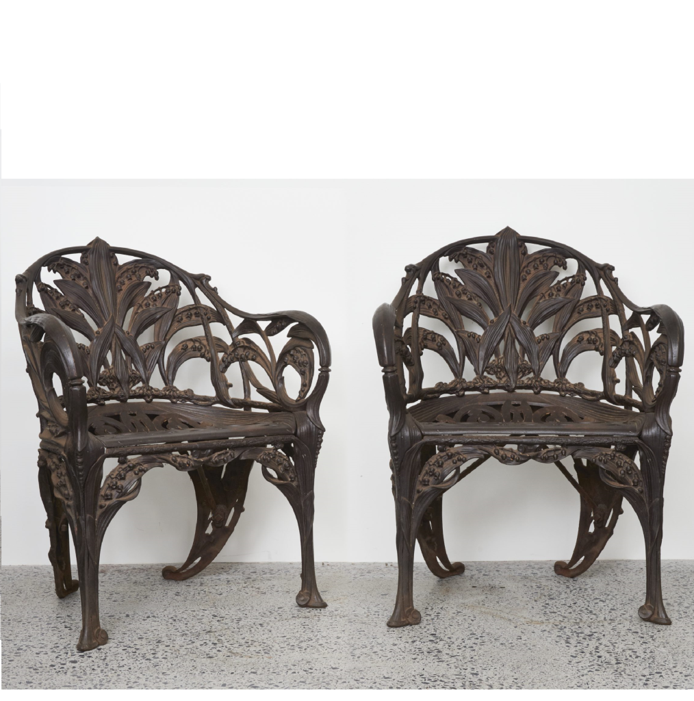 Pair Of Coalbrookdale Cast Iron Garden Chairs Shapiro Auctioneers